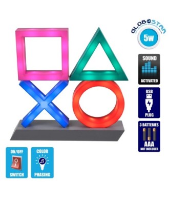 GloboStar® 76543 Επιτραπέζιο Φωτιστικό Πορτατίφ LED 5W -lm 180° DC 5V IP20 LED Πολύχρωμο Πλαστικό - Μ31.5 x Π7 x Υ30cm